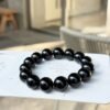 Natural Black Obsidian Single-Strand Bracelet | 6mm 8mm 10mm | Protection & Grounding Shield