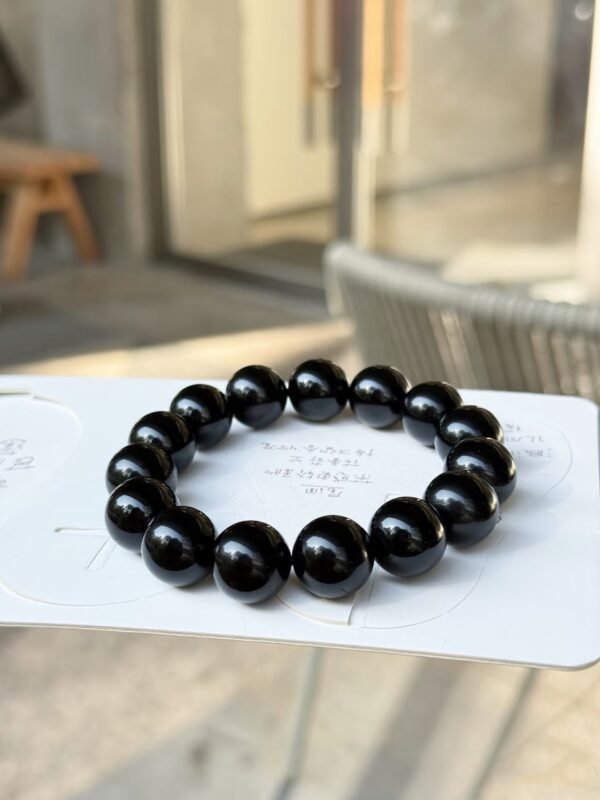 Natural Black Obsidian Single-Strand Bracelet | 6mm 8mm 10mm | Protection & Grounding Shield