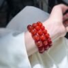 Natural Carnelian Single-Strand Bracelet | 6mm 8mm 10mm Classic Sizes | Authentic Crystal