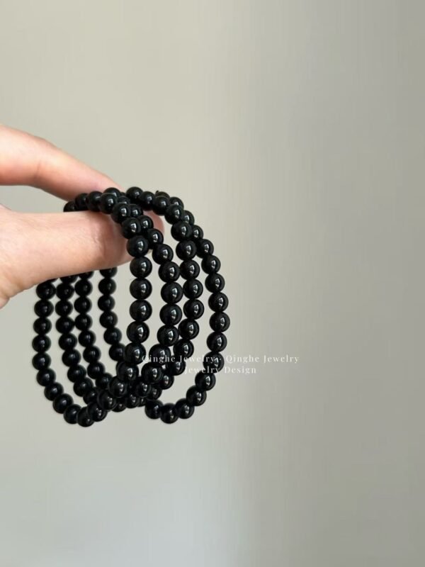 Natural Black Obsidian Single-Strand Bracelet | 6mm 8mm 10mm | Protection & Grounding Shield